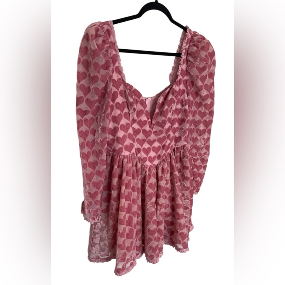For Love And Lemons Pink Heart Pattern Mini Dress - Picture 10 of 14
